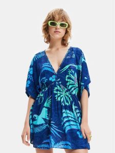 Desigual Sukienka letnia 23SWMW18 Granatowy Regular Fit. Niebieskie kombinezony Desigual, na lato, xl, bez wzorów, z wiskozy, bez kołnierzyka, bez ramiączek. Za 219,99 zł.