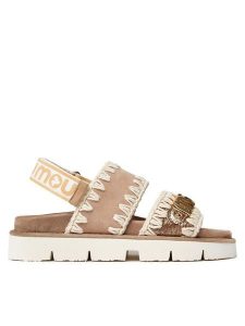 Mou Sandały New Bio SW461001C Beżowy. Brązowe sandały Mou, bez wzorów, ze skóry, bez obcasa, na płaskiej podeszwie, bez zapięcia. Za 309,00 zł.