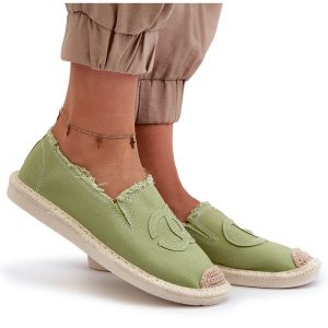 Klasyczne Damskie Espadryle Zielone Flaure. Zielone espadryle bez wzorów, bez obcasa. Za 117,63 zł.