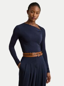 LAUREN RALPH LAUREN Bluzka 200980153001 Granatowy Slim Fit. Niebieskie bluzki Lauren Ralph Lauren, xl, bez wzorów, z lyocellu, bez kołnierzyka, bez ramiączek. Za 389,99 zł.