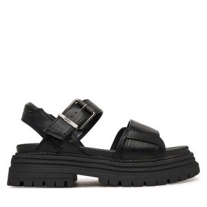 Sandały Buffalo. Czarne sandały Buffalo, bez wzorów, bez obcasa, na płaskiej podeszwie, bez zapięcia. Za 349,99 zł.