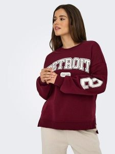 ONLY Bluza w kolorze bordowym rozmiar: XL. Czerwone bluzy ONLY, xl, bez wzorów, bez kaptura. Za 127,35 zł.
