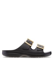 Crocs Klapki Saturday Sandal Metallic Buckle 213316 Czarny. Czarne klapki Crocs, bez wzorów, z tworzywa sztucznego, bez obcasa. Za 159,99 zł.