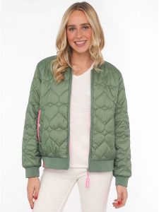 Zwillingsherz Kurtka pikowana "Be Happy" w kolorze zielonym rozmiar: M. Zielone kurtki Zwillingsherz, m, bez wzorów, bez kaptura. Za 323,50 zł.