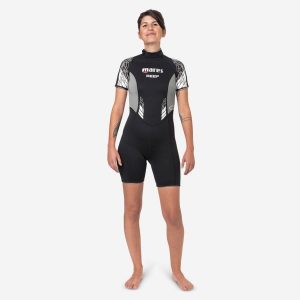 Krótka pianka do nurkowania damska Mares Reef z neoprenu 2,5 mm. Czarne kombinezony MARES, s, bez wzorów, z gumy, eleganckie, bez kołnierzyka, bez ramiączek, długie. Za 429,99 zł.