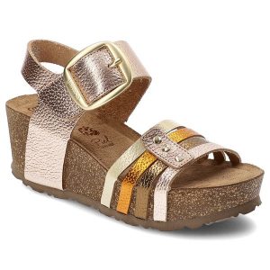 Różowe Sandały Yokono Eleganckie Obuwie Damskie Na Koturnie. Czerwone sandały Yokono, z aplikacjami, bez obcasa, na koturnie, bez zapięcia. Za 249,00 zł.