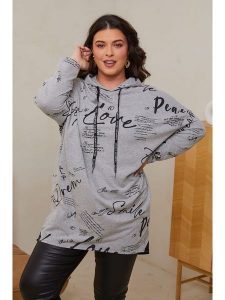 Curvy Lady Sukienka dresowa w kolorze szarym rozmiar: 48/50. Szare sukienki Curvy Lady, z aplikacjami, z bawełny, klasyczne, bez kołnierzyka, bez ramiączek, mini. Za 136,13 zł.