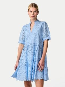 YAS Sukienka letnia Holi 26027163 Błękitny Relaxed Fit. Niebieskie sukienki YAS, na lato, s, bez wzorów, z bawełny, bez kołnierzyka, bez ramiączek. Za 569,99 zł.