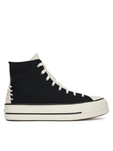 Converse Trampki Chuck Taylor All Star Lift Platform Crafted Laces A12552C Czarny. Czarne trampki Converse, bez wzorów, z materiału, bez zapięcia. Za 279,99 zł.
