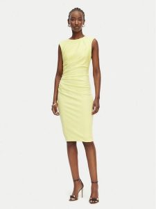 Rinascimento Sukienka koktajlowa CFC0127683003 Żółty jasny Slim Fit. Żółte sukienki Rinascimento, m, bez wzorów, z syntetyku, wizytowe, bez kołnierzyka, bez ramiączek. Za 449,99 zł.