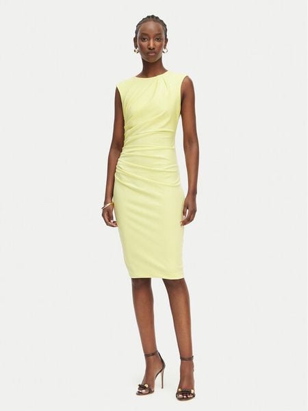 Rinascimento Sukienka koktajlowa CFC0127683003 Żółty jasny Slim Fit. Żółte kombinezony Rinascimento, m, bez wzorów, wizytowe, bez kołnierzyka, bez ramiączek. Za 449,99 zł.