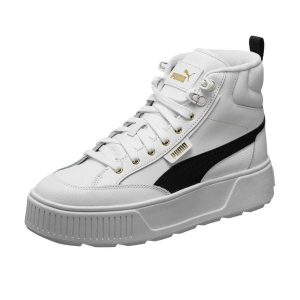 Damskie Skórzane Buty Sportowe Karmen O Średnim Kroju. Białe buty trekkingowe Puma, bez zapięcia. Za 346,99 zł.
