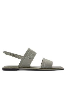 Calvin Klein Sandały Flat Sandal He HW0HW01990 Szary. Szare sandały Calvin Klein, bez wzorów, z materiału, bez obcasa, na płaskiej podeszwie, bez zapięcia. Za 569,99 zł.