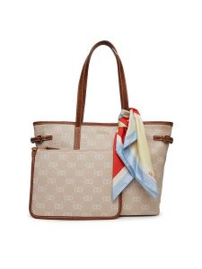 Liu Jo Torebka Ecs M Tote AA5095 E0086 Beżowy. Brązowe shopper bag Liu Jo, bez wzorów, ze skóry, bez dodatków. Za 509,99 zł.