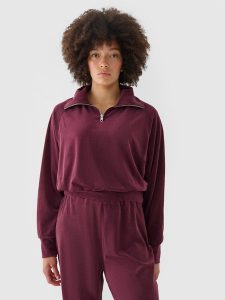 4F Bluza dresowa z weluru nierozpinana bez kaptura damska - czerwona M. Czerwone bluzy 4f, m, bez wzorów, z dresówki, bez kaptura. W wyprzedaży za 69,99 zł.