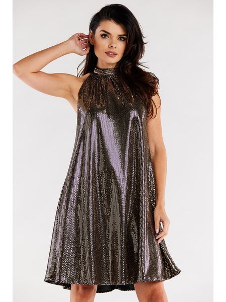 Awama Sukienka w kolorze antracytowym rozmiar: L/XL. Czarne sukienki Awama, na co dzień, l, bez wzorów, bez kołnierzyka, bez ramiączek, mini, proste. Za 217,02 zł.