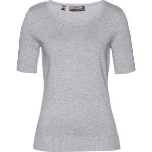 Sweter, krótki rękaw. Brązowe swetry klasyczne bonprix, bez kołnierzyka. Za 87,99 zł.