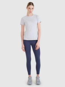 4F Legginsy do biegania szybkoschnące damskie - szare L. Szare legginsy 4f, bez wzorów, z dzianiny, z podwyższonym stanem, krótkie. W wyprzedaży za 129,99 zł.