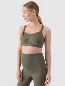 4F Biustonosz ciążowy treningowy ułatwiający karmienie damski - khaki XS. Brązowe biustonosze 4f, bez wzorów, z dzianiny. W wyprzedaży za 69,99 zł.