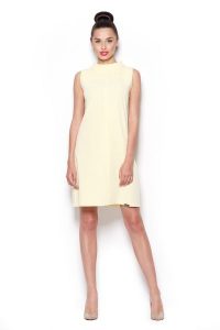 Elegancka Sukienka z Niskim Golfem - Żółty. Żółte sukienki Figl, l, bez wzorów, z materiału, eleganckie, bez kołnierzyka, bez ramiączek. Za 239,00 zł.