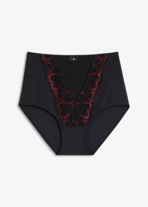 Figi shape, średni stopień modelowania sylwetki. Czarne figi bonprix, bez wzorów. Za 72,99 zł.