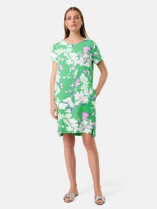 Gerry Weber Sukienka w kolorze zielono-biało-fioletowym rozmiar: 40. Białe sukienki Gerry Weber, na co dzień, bez wzorów, bez kołnierzyka, bez ramiączek, mini, proste. Za 184,46 zł.