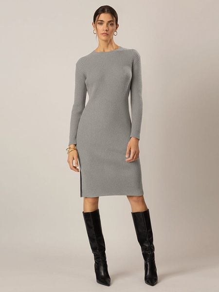 APART Sukienka dzianinowa w kolorze szarym rozmiar: 42. Szare sukienki Apart, bez wzorów, z dzianiny, bez kołnierzyka, bez ramiączek, midi. Za 187,96 zł.