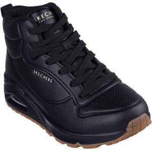 Adidasy Skechers Uno - Stand High, Kobiety. Czarne buty sportowe Skechers, bez wzorów, z materiału, bez zapięcia. Za 397,00 zł.