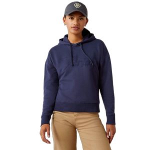 Bluza damska z kapturem Ariat Just. Niebieskie bluzy ARIAT, bez wzorów, z kapturem. Za 324,50 zł.