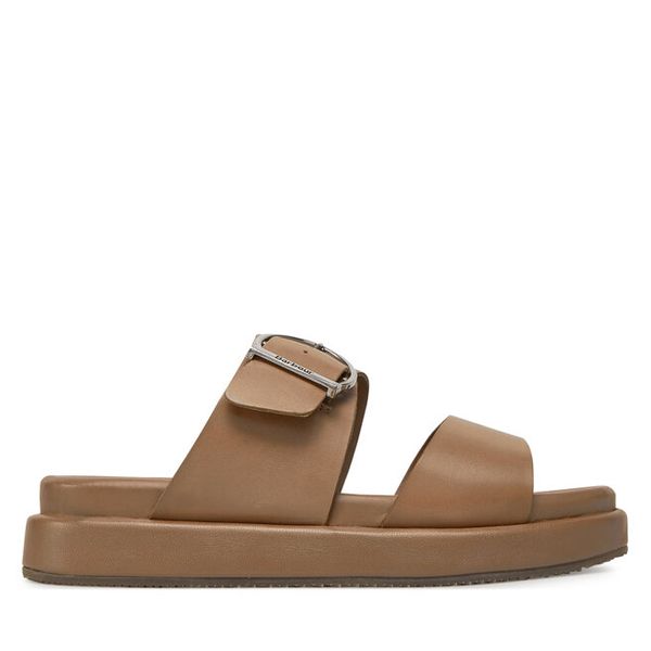 Klapki Barbour. Brązowe klapki Barbour, bez wzorów, bez obcasa. Za 389,99 zł.