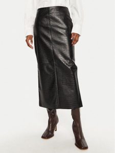 Bruuns Bazaar Spódnica z imitacji skóry Tuanella BBW4134 Czarny Regular Fit. Czarne spódnice Bruuns Bazaar, bez wzorów, ze skóry. Za 319,99 zł.