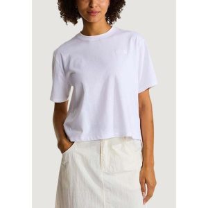 Koszulka crop top Kobieta THE NORTH FACE W EVOLUTION SIMPLE DOME CROP RLX SS TEE. Białe topy The North Face, bez wzorów, z bawełny, bez kołnierzyka, bez ramiączek. Za 157,55 zł.