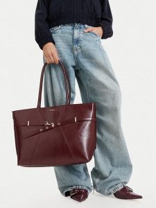 Jenny Fairy Torebka CEO-JNY-M-017-10 Bordowy. Czerwone shopper bag Jenny Fairy, bez wzorów, ze skóry, bez dodatków. Za 159,99 zł.