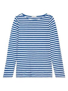 Marc O´Polo Koszulka w kolorze niebiesko-białym rozmiar: XL. Białe bluzki xl, bez wzorów, z bawełny, bez kołnierzyka, bez ramiączek. Za 127,35 zł.