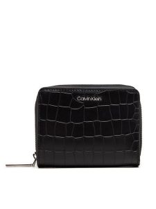 Calvin Klein Portfel Ck Must Md Zip Around K60K612355 Czarny. Czarne portfele Calvin Klein, bez wzorów, ze skóry. Za 299,99 zł.