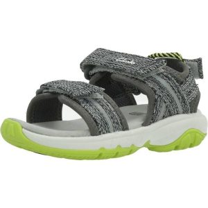 Sandały CLARKS 136856 Szary. Szare buty trekkingowe Clarks, bez wzorów, z tkaniny, bez obcasa, bez zapięcia. Za 149,99 zł.