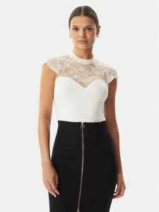 Rinascimento Body CFC0127525003 Biały Slim Fit. Białe body i gorsety Rinascimento, bez wzorów, z syntetyku. Za 409,99 zł.