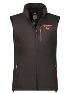 Geographical Norway Kamizelka softshellowa "Vacer" w kolorze czarnym rozmiar: M. Czarne kamizelki Geographical Norway, m, bez wzorów, bez kołnierzyka, bez ramiączek, bez kaptura. Za 118,01 zł.