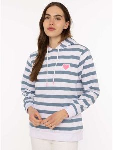 Zwillingsherz Bluza w kolorze niebiesko-białym rozmiar: L/XL. Białe bluzy Zwillingsherz, l, bez wzorów, z kapturem. Za 210,81 zł.