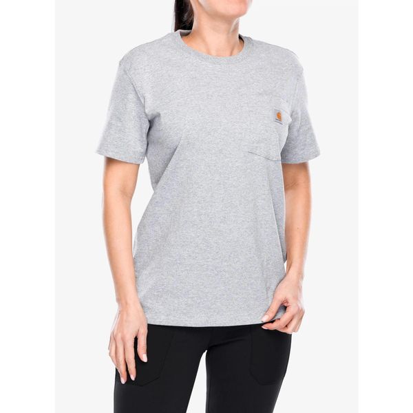 Koszulka bawełniana damska Carhartt Workwear Pocket S/S T-Shirt. Szare koszulki sportowe CARHARTT, bez wzorów, z bawełny, bez ramiączek. Za 92,99 zł.