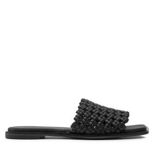 Klapki Calvin Klein. Czarne klapki Calvin Klein, bez wzorów, bez obcasa. Za 259,99 zł.