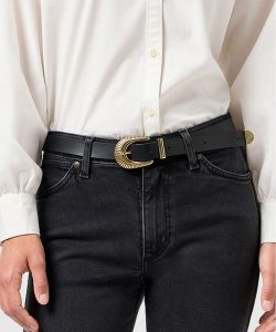 DAMSKI PASEK WRANGLER WESTERN SUN BELT BLACK 112365347. Czarne paski Wrangler, bez wzorów. Za 109,99 zł.