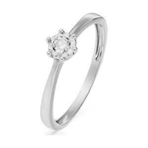 Zjawiskowy Białe Złoto Pierścionek - złoto białe 585, Brylant 0,10ct. Pierścionki marki W.KRUK. Za 1 790,00 zł.