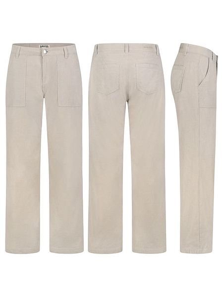 Sublevel Spodnie sztruksowe w kolorze beżowym rozmiar: L. Brązowe spodnie z wysokim stanem Sublevel, z aplikacjami, z materiału, z podwyższonym stanem. Za 131,12 zł.