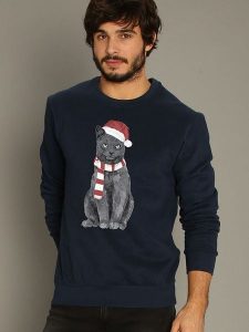 WOOOP Bluza "Xmas Cat" w kolorze granatowym rozmiar: XS. Niebieskie bluzy Wooop, xs, bez wzorów, z bawełny, bez kaptura. Za 100,99 zł.