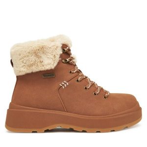 Trzewiki Skechers. Brązowe botki Skechers, bez wzorów, bez obcasa, na płaskiej podeszwie, bez zapięcia. Za 339,99 zł.