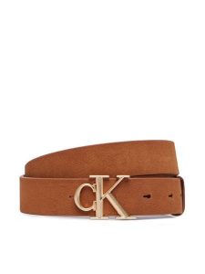 Calvin Klein Pasek Damski Round Ck Buckle Suede LV04F7144G Brązowy. Brązowe paski Calvin Klein, bez wzorów, ze skóry. Za 249,99 zł.