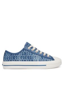 Guess Trampki FLTC3Y FAL12 Niebieski. Niebieskie trampki Guess, z aplikacjami, z materiału, bez zapięcia. Za 311,99 zł.
