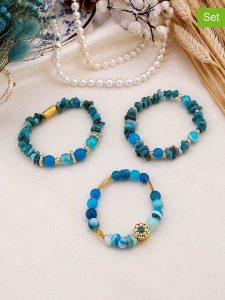 L'Atelier de Gaia Bransoletki (3 szt.) rozmiar: onesize. Niebieskie bransoletki L'Atelier de Gaia, z opalem, z mosiądzu. Za 55,95 zł.