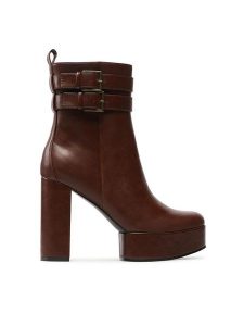 Jenny Fairy Botki PLATFORM-01KW Brązowy. Brązowe botki Jenny Fairy, bez wzorów, ze skóry, bez obcasa, na słupku, bez zapięcia. Za 159,99 zł.